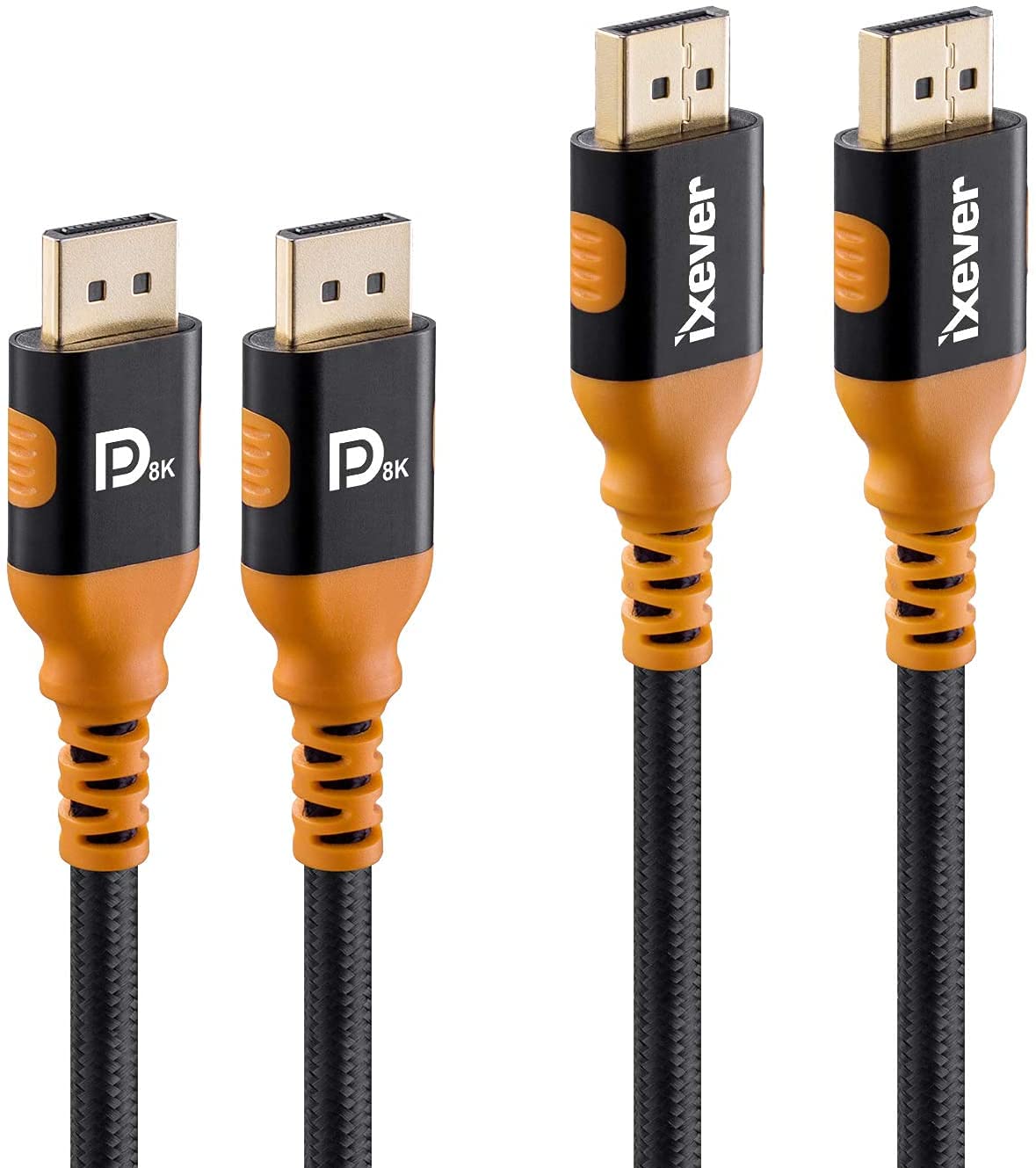 IXEVER 2Pack DisplayPort Cable 3M, 8K DisplayPort to DisplayPort Cable 1.4 Support 8K@60Hz, 4K@144Hz High Speed 32.4Gbps HDCP 2.2, HDCP 1.4, HDR10 for Monitor, TV, Projector