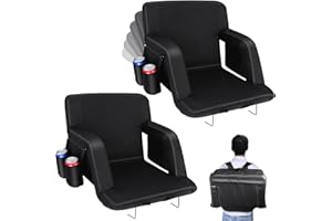 PALATALA Stadium Seats with Back Support, Bleacher Chairs with Back and Cushion Wide Bleacher Seat 6 Reclining Back, Folding Stadium Chairs with Armrests Hook Cupholder for Outdoor Sport Beach Concert