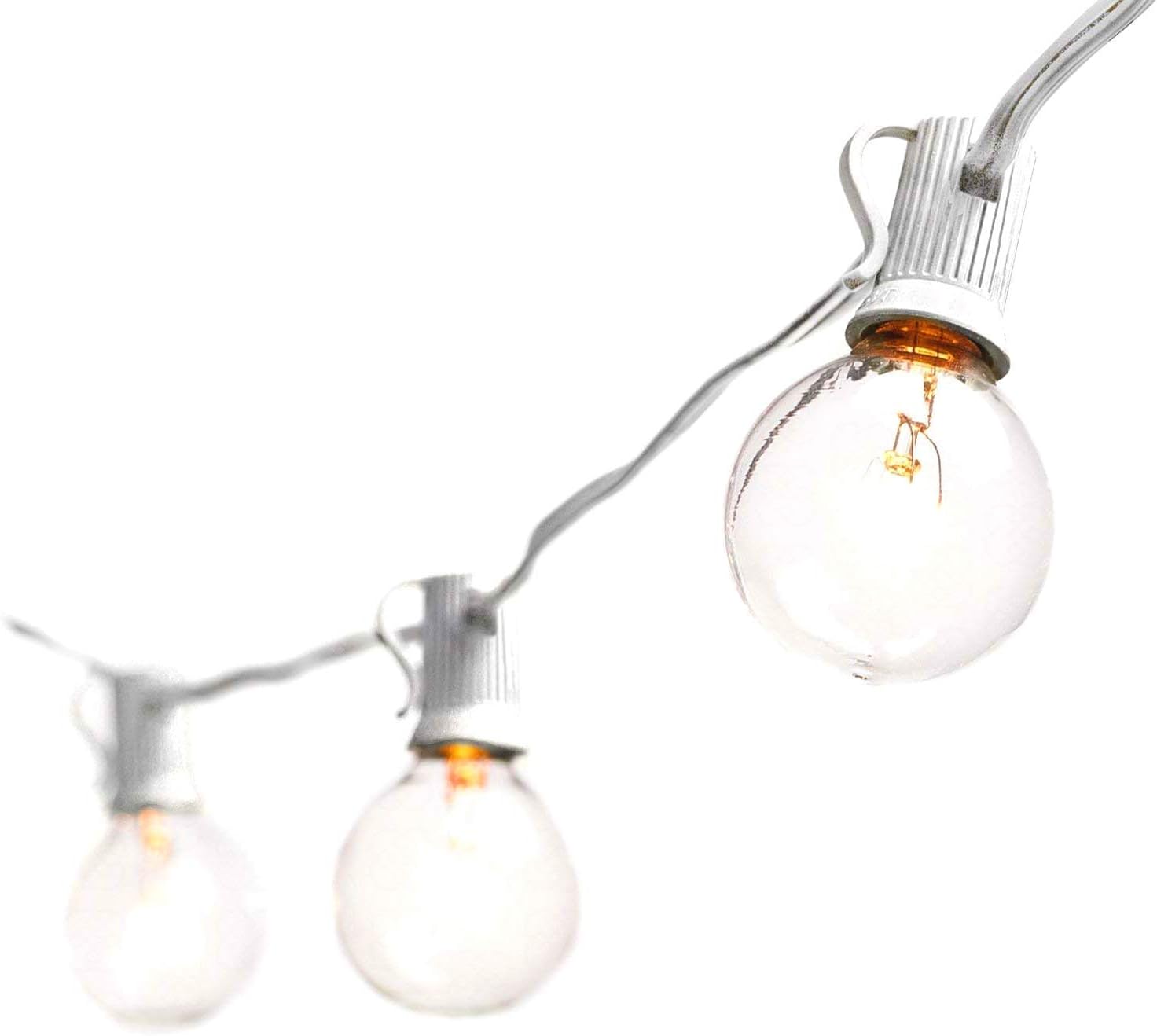 Goothy Outdoor Globe String Lights 100Ft with 105 G40 Clear Bulbs (5 Spare), Vintage Hanging Patio Lights for Outdoor Garden Party Patio Bistro Market Cafe Umbrella Backyard Decor - White