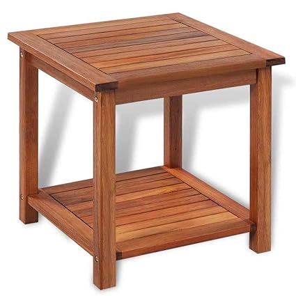Amazon Com Solid Acacia Wood Side Table W Shelf End Couch Coffee