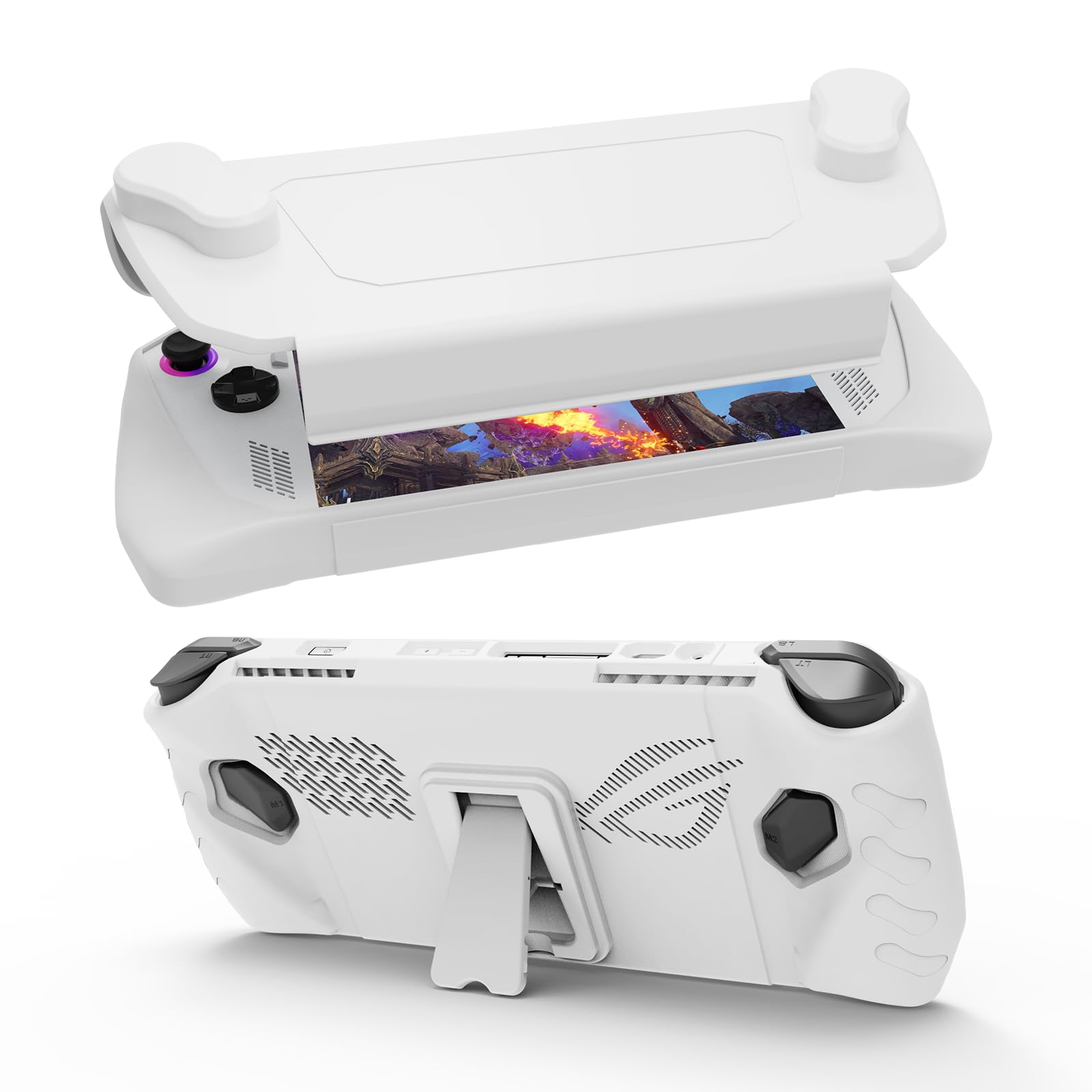 Photo 1 of EJGAME Upgraded Ultra Slim TPU Protective Case with Front Cover Compatible with ASUS ROG Ally, Shock-Absorption, Non-Slip and Anti-Scratch Design Cover Protector (White)