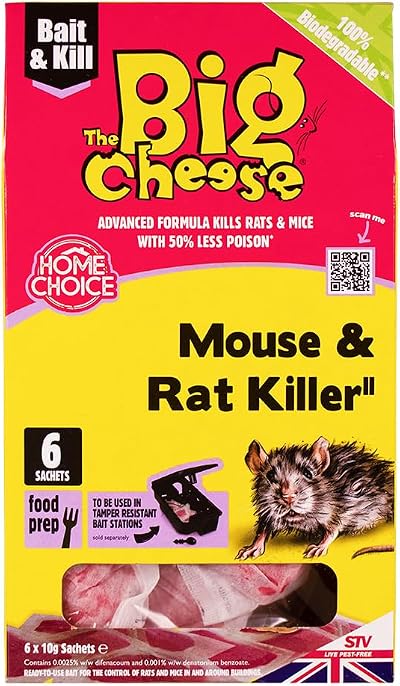 The Big Cheese Mouse & Rat Killer Pasta Sachet 10g x6 Difenacoum
