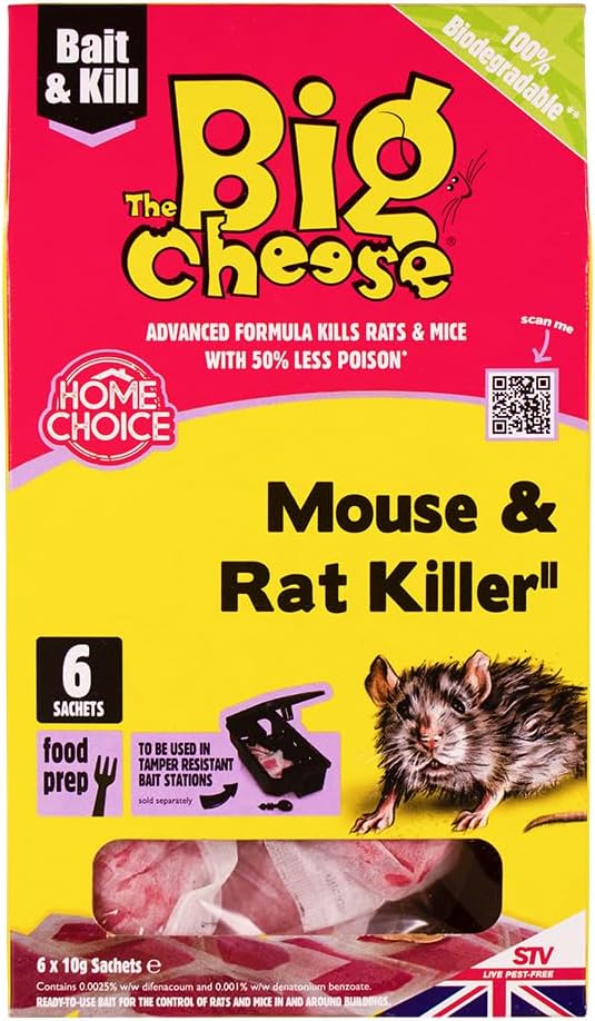 The Big Cheese Mouse & Rat Killer Pasta Sachet 10g x6 Difenacoum