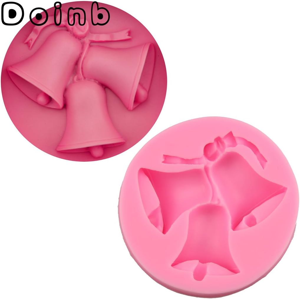 Doinb Christmas Jingle Bells FDA Silicone Fondant Molds Outer Size 7x7x1.8cm GJM-3026