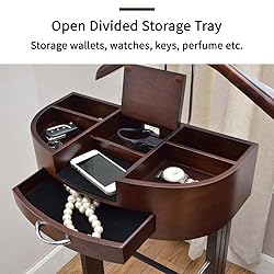 MLIKYRGK Wood Suit Valet Stand With Drawer Top Tray