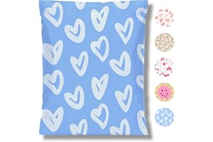 NOAFOCKS Shipping Bags 10 x 13 Heavy duty Poly Mailer Plastic Mailing Shipping Bags 100 Pack Large Small Business Packaging Cute Envelopes Pouch (Blue Pretty Hearts)