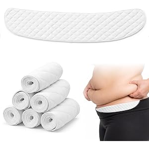 Thinp 6 Pcs Under Belly Sweat Liners, Cotton Tummy Liners for Sweat-Soft Underbelly Sweat Pads Plus Size for Women Men Washab