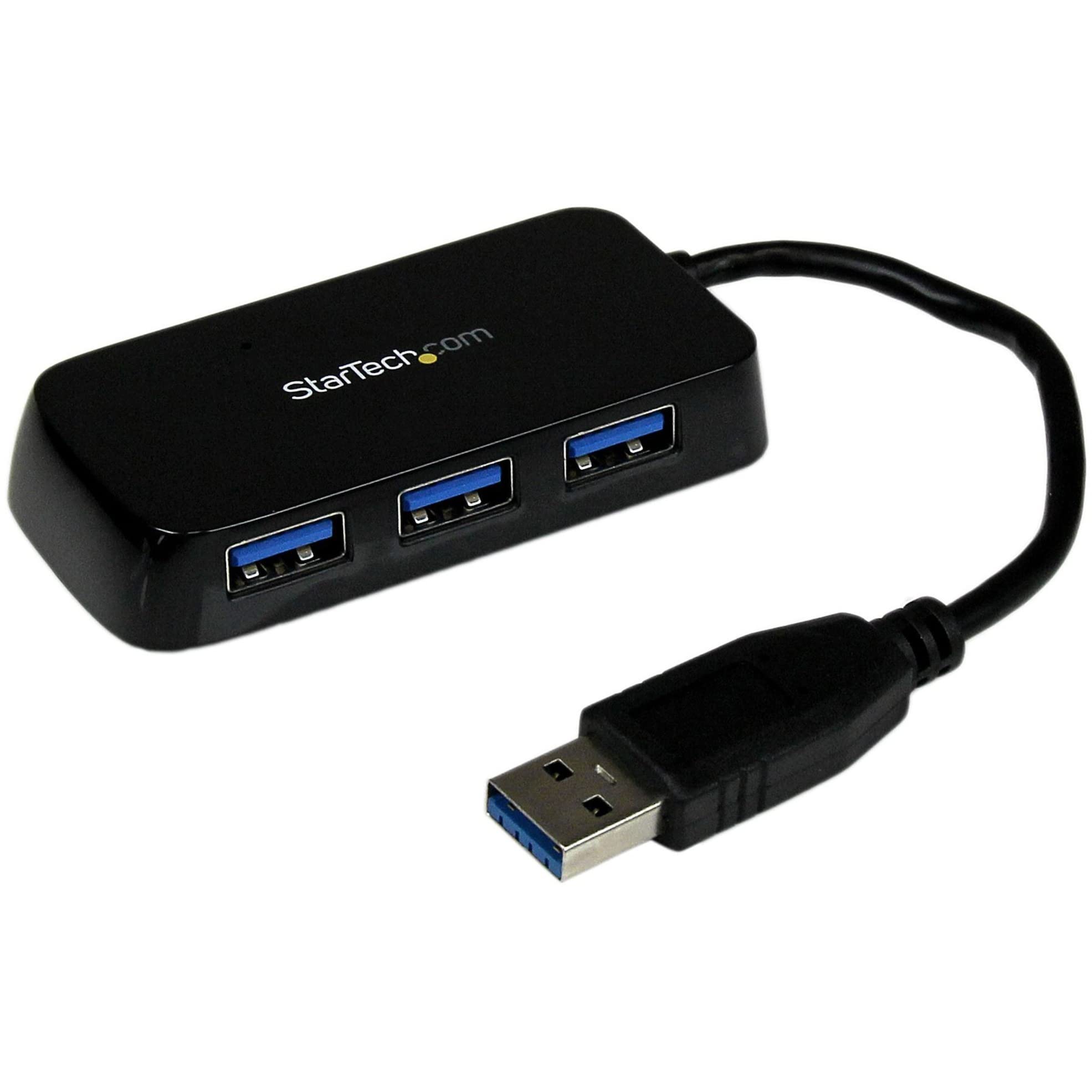 StarTech.com 4-Port USB 3.0 SuperSpeed Hub - Portable Mini Multiport USB Travel Dock - USB Extender Black for Business PC/Mac, laptops (ST4300MINU3B)
