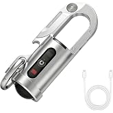Adilem EDC Multi-Tool Keychain Flashlight, Aircraft-Grade Aluminum Alloy, 1200 Lumens Ultra Bright, Type-C Rechargeable, Rugged Metal Small Pocket Light for Men/Gift (Silver)