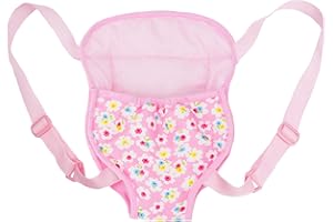 June Garden Baby Doll Carrier - Front and Back Flexible Fit Carrier - Fits for 14 to 18 inch American Girl Dolls and Stuffed Animals - Pink