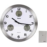 Hama Elegance Orologio Da Parete Al Quarzo – Cerchio Grigio E Argento, Lancetta Secondi Rossa