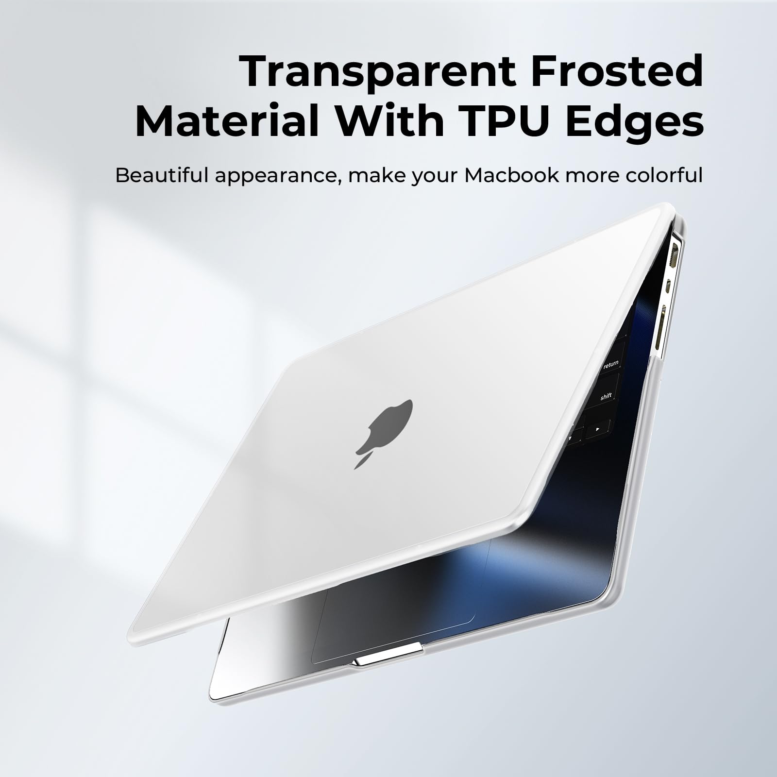 BlueSwan Anti-Cracking Hard Shell Case Compatible with MacBook Pro 14-inch 2025 2024-2021 Release M4 M3 M2 M1 Pro/Max Chip, Anti-Fingerprint Soft TPU Bumper, Frosted White