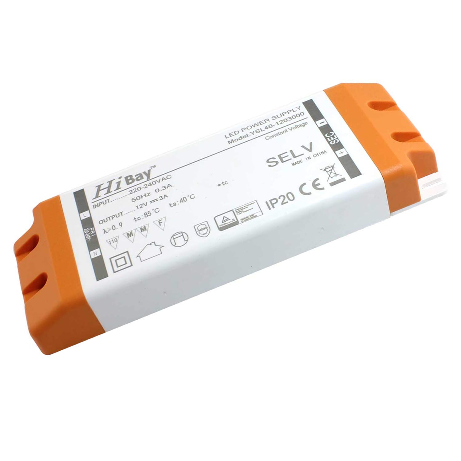 HiBay 1x LED Transformer 36W, LED Driver 12V, 3A Low Voltage Power Supply for G4 MR16 MR11 LED Bulbs and Strip Lights, Cabinet Lights, LED Displays