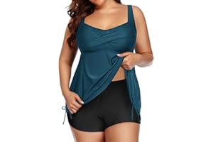 Aqua Eve Women Plus Size Tankini Swimsuit Two Piece Flowy Swimdress Bathing Suits with Shorts