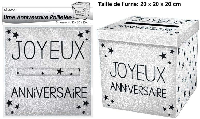 Urne Joyeux Anniversaire Pailletee Blanche Amazon Fr Cuisine Maison