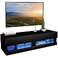 HIDODO Floating TV Shelf Wall Mounted TV Stand, Floating Entertainment Center Under TV Shelf Floating Media Console with Storage for Living Room and Bedroom, Black