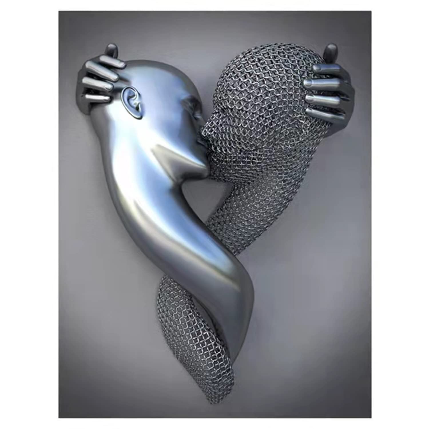 ZMURED 3D Wall Art Decor Artwork Figure Statue Modern Art Canvas Painting,Large Wall Art for Bathroom Bedroom Decoration (Kissing Couple) — image 1