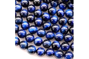 Zenkeeper 108 Pcs Blue Tiger Eye Beads for Jewelry Making 8 MM Tiger’s Eye Gemstones Loose Stone Beads for Bracelet Making