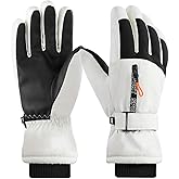 Andiker Ski Gloves for Men, Waterproof Windproof Warm Gloves with Zipper Pocket Anti-Lost Touchscreen Winter Gloves
