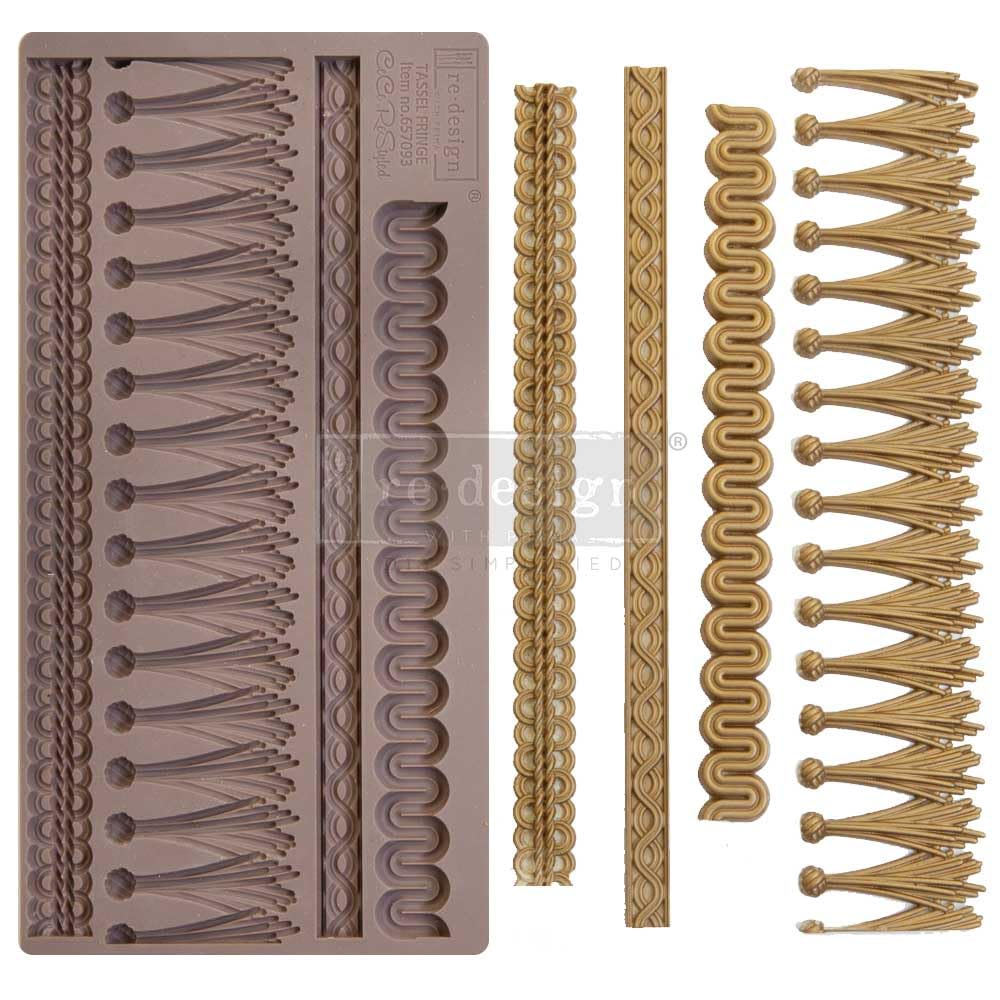 Redesign with Prima Redesign Decor Moulds Décor Mould CECE-Tassel Fringe-5"x10"x8mm Crafting Resin Molds for air Dry Clay DIY Projects Funiture Dresser, Chocolate,Cake,Candy,Backery,Soap,Polymer Clay