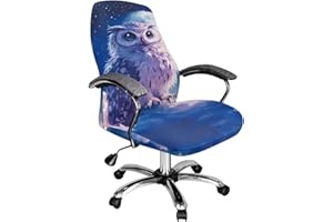 Wiryuouvt Night Owl Computer Office Chair Cover Universal Rotating Chair Slipcovers Protector Desk Chairs Covers for High Bac