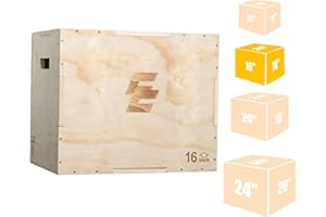 Holleyweb 3 in 1 Wood Plyo Box,Plyometric Jump Box Non-Slip for Skipping,Jumping,Box Jump,Squats,Dips,Rounded Corners for Safety