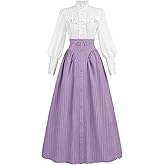 LTAKK Victorian Dress for Women Edwardian Renaissance Costume Medieval Vintage 1800s Blouse Dresses 2 Piece
