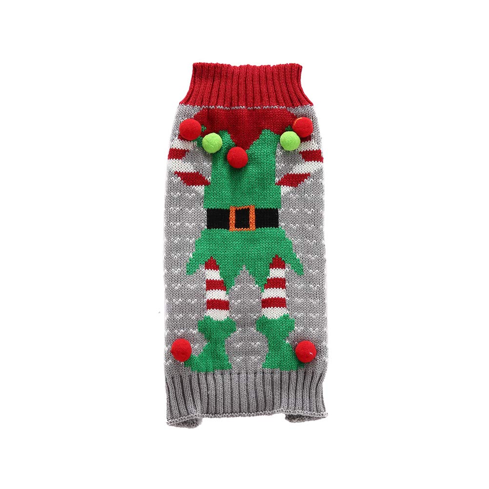 POPETPOP Pet Christmas Clothes Winter Dog Costume Clown Gray Sweater for Small Large Dogs Puppy Clothing Pet Sweaters Dog Clothes - Size L