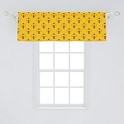 Ambesonne Queen Bee Window Valance, Geometric Honey