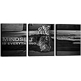 Yetaryy Inspirational Canvas Wall Art Large 3 Pieces Motivational Wall Art Picture Mindset is Everything Wooden Framed Artwork Entrepreneur Quotes Inspiration Wall Decor Painting Picture Wall Ar Hang,