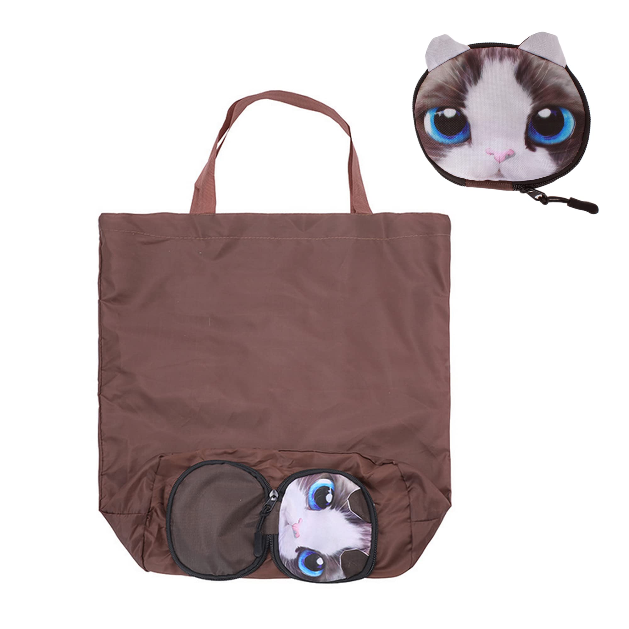 Millya UK Millya Creative Waterproof Foldable Large Shopping Bag Travel Recycle Bag with Side Pocket (6931+Coffee)