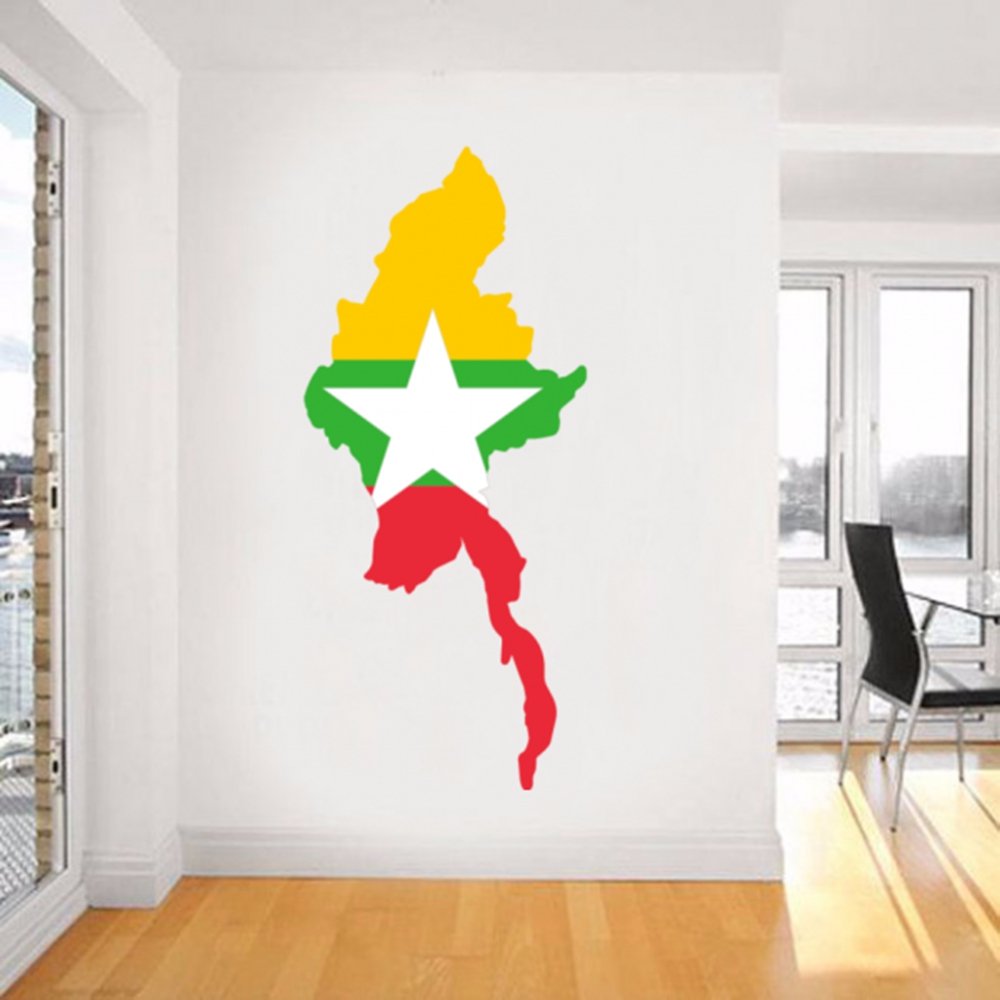 Buy Diythinker Flag Map Of Myanmar Wall Vinyl Sticker Custom Home