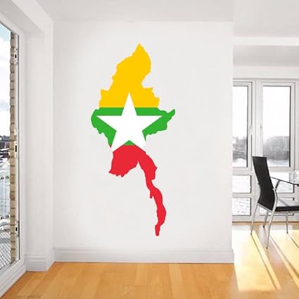 Buy Diythinker Flag Map Of Myanmar Wall Vinyl Sticker Custom Home