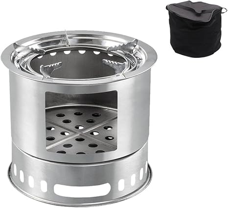 Amazon Co Jp バーベキューコンロ マルチコンロ 薪ストーブ 炭受け皿付き 収納袋付き ソロストーブ キャンプストーブ 焚火台 燻製器グリラー 組立式 アウトドア 並行輸入品 スポーツ アウトドア