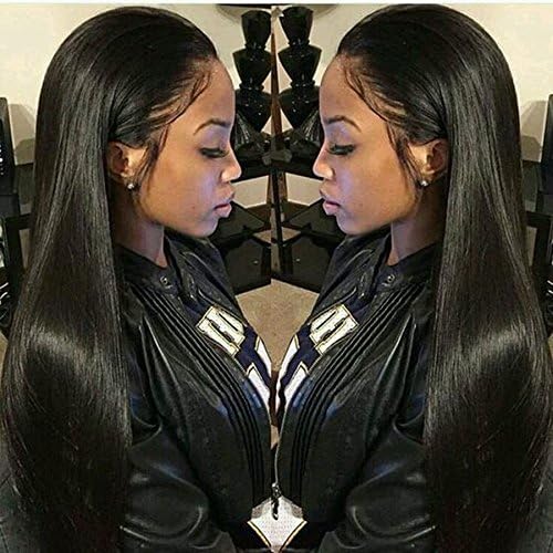 Ruiyu 8A Virgin Hair Lace Front Wigs Human Hair for Black Women Brazilian Straight Lace Wig Human Hair with Baby Hair 130% Density Natural Black Color Wigs 18 inch