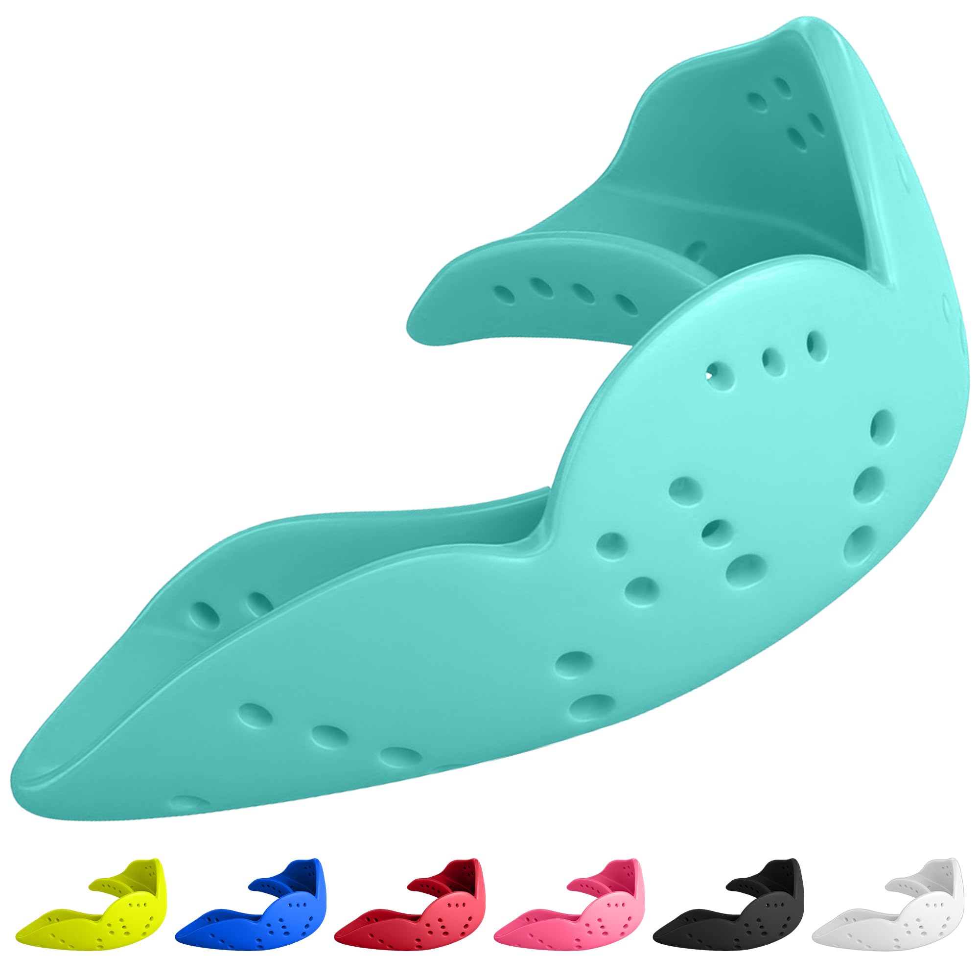 SISU Mouth Guard Aero - Awesome Aqua - Ultra Slim Gumshield for Adults & Kids - Custom Fit Rugby Gum Shield- A Remouldable Sports Mouthguard for Boxing, MMA, Hockey - Small (Under 5' Tall)