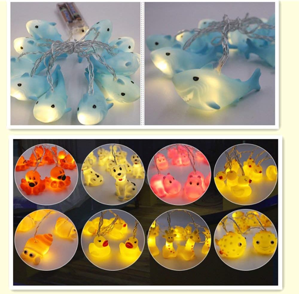 Fairy Lights Cute Shark String Lights Battery Operated Led Animal Lamp Warm White Copper Wire Fairy String Light for Children Indoor Decorative Festival Lights for Bedroom Holiday Christmas(Shark) - Image 3