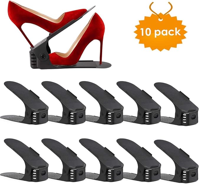 LOBKIN Set de 10pcs de Organizadores Ajustables de Zapatos con Ranuras