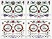 DaLin Floral Day of the Dead Sugar Skull Temporary Face Tattoo Kit for Halloween - Pack of 4 Kits