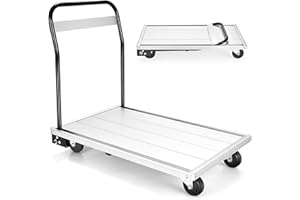 Goplus Folding Aluminum Platform Cart, 770 Lbs Moving Platform Truck Hand Cart with 360 Degree Swivel Wheels and Non-Slip Pla