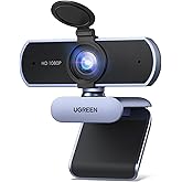 UGREEN Webcam Full HD 1080P com Microfone, Campo de Visão de 85°, Redução de Ruído, USB Plug and Play, Correção Automática de