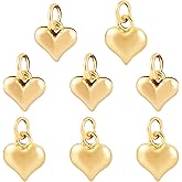Pandahall 8Pcs 18K Gold Plated Heart Charms Tiny Love Pendants 2 Styles Heart Dangle Charm Valentine Charms Puffy Love Pendants for DIY Necklace Bracelet Jewelry Crafts Making