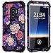 Hocase Galaxy S9 Plus SM-G965 Case, Heavy Duty Protection Shock Absorbent Silicone Rubber+Hard Plastic Hybrid Dual Layer Protective Phone Case for Samsung Galaxy S9 Plus 2018 - Violet Flowers