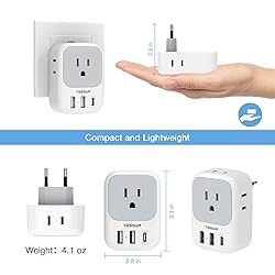 European Travel Plug Adapter USB C, TESSAN