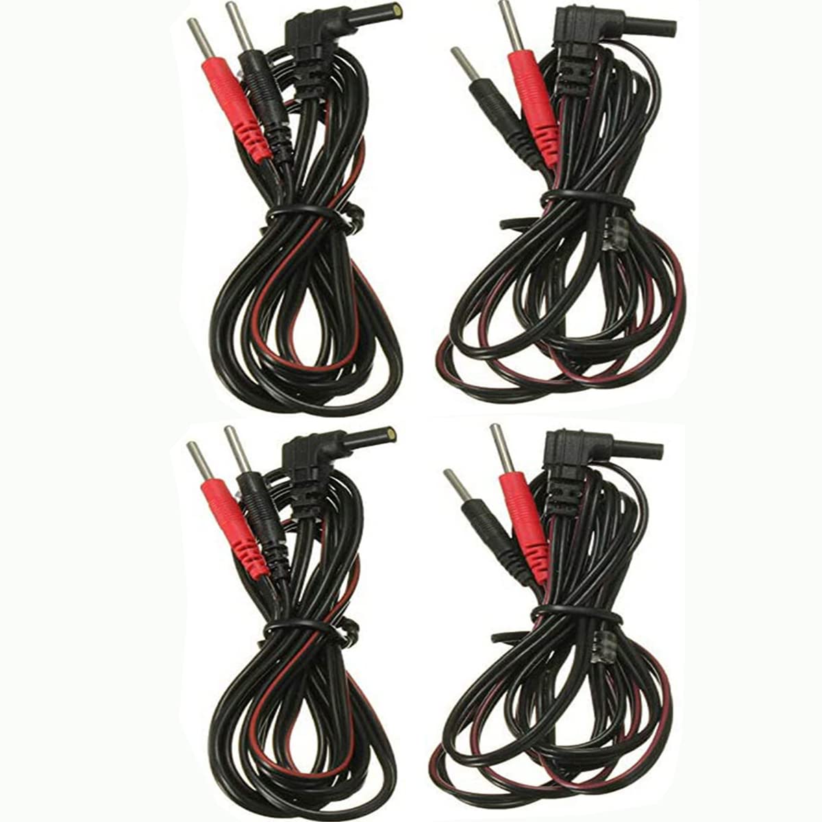 QUEAMBLER Tens Electrode Connection Cable DC 2.35 Male 2.0 mm with Female Connection (Pack of 4)