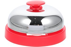 JOJOFUNY Chrome-Plated Game Bell with Red Top - Loud Desk Bell for Services, Trivia Games, Classroom Activities, and Home Use - Compact 2.87 X 2.87 X 1.77 Inches