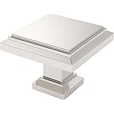 Alzassbg 1-1/4" Brushed Satin Nickel Square Cabinet Knobs 10 Pack, AL6071SN | 1.26 Inch(32mm) Length, Single Hole Knob, Decorative Hardware Pulls, for Cabinets and Drawers