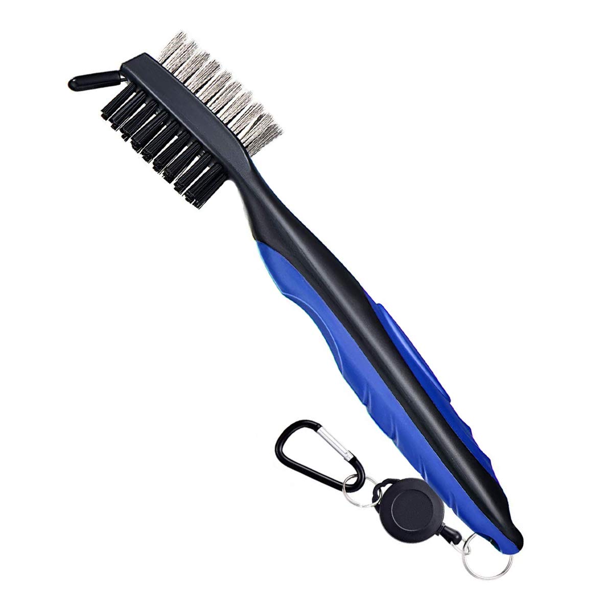 Eshan Golf Club Brush Groove Cleaner with Aluminum Carabiner Keyring Retractable Spool Line Golf Bag Accessories for Men Women Golfer (Blue)