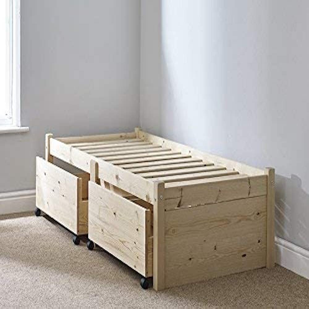 STRICTLY BEDS&BUNKS Avon Pine MontessoriBed Frame with Storage, 3ft Single