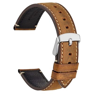 WOCCI 18mm 20mm 22mm 24mm Watch Band,Premium Saddle Style Vintage Leather Watch Strap